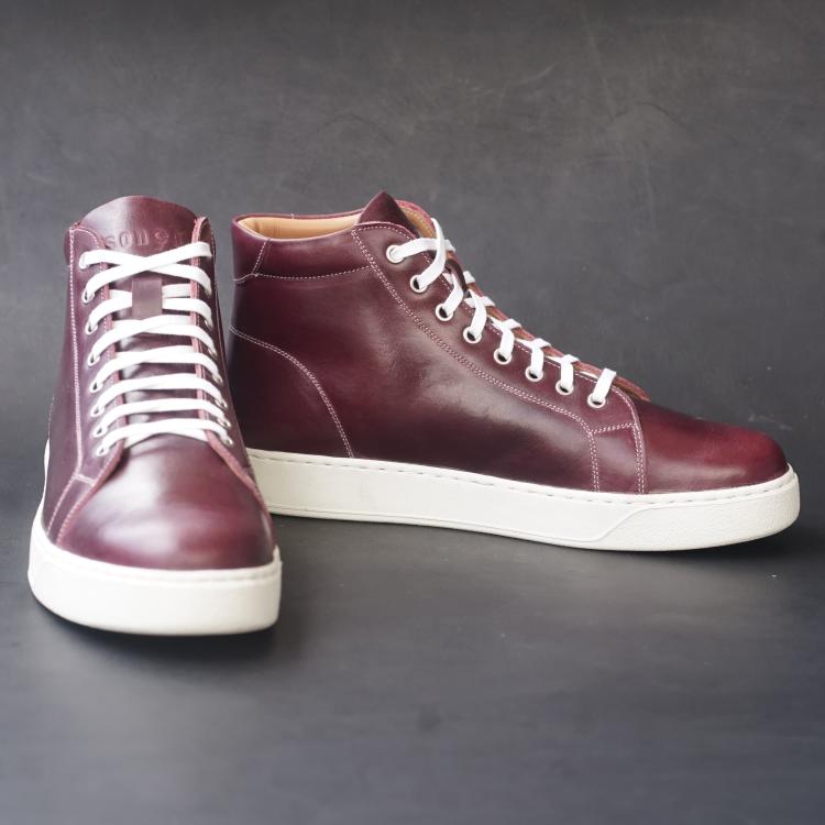 Songo High Top Rubber Sole Sneakers with Pull Up Leather